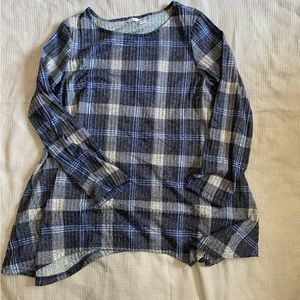 Kaktus 1X Plaid Tunic Shirt Blue GUC